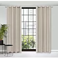 Zasłona beżowa o luźnym splocie w stylu cottage core 140x250 cm przelotka - LIDIA