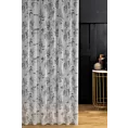 Firana szyta na taśmie 5 cm biało srebrna z matowej etaminy z kwiatowym nadrukiem