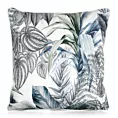 Poszewka na poduszkę 45x45 cm welwetowa, biało zielona zdobiona nadrukiem egzotycznych liści DAVOS DESIGN 91