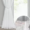 Firana biała z siateczki zdobiona na brzegach subtelną falbanką 140x270 cm taśma AGNESS