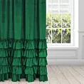 Zasłona welwetowa ciemnozielona zdobiona falbanami 140x270 cm taśma - CHARLOTTE