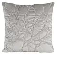 Poszewka na poduszkę 45x45 cm welwetowa, srebrna zdobiona naszywanym wzorem SANDI