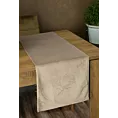 Bieżnik na stół beżowo, złocisty 35x140 cm welwetowy BLINK 13 z dużym wzorem lilii wodnej