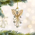 Ozdoba choinkowa aniołek w stylu eko zdobiona delikatnymi drobinkami brokatu