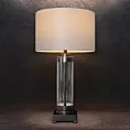 Lampa stołowa do pokoju biało, czarna CLARA o prostej szklanej podstawie