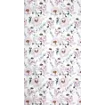 Zasłona biało, różowa zdobiona nadrukiem kwiatów 140x250 cm przelotka ROSELIN