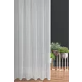 Firana szyta na taśmie 5 cm biało granatowa z miękkiej tkaniny o naturalnym splocie z pionowymi pasami, wykończona obciążnikiem