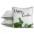 Poszewka na poduszkę 45x45 cm welwetowa zielono, biała z motywem wielkanocnym WIOSNA 5