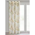 Zasłona beżowo, żółta z nadrukiem kwiatów z etaminy 140x250 cm przelotka - AVA