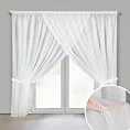 Firana biała z ozdobną koronką i troczkami w zestawie 400x250 cm na taśmie - CAROLINE