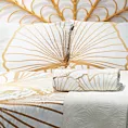 Pościel 220x200 cm z makosatyny bawełnianej kolor biały, złoty z fantazyjnym wzorem LUNA 3 Limited Collection