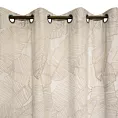 Zasłona biało, beżowa ze wzorem liści z matowego welwetu 140x250 cm przelotka - LUNA 2 - Limited Collection