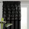 Zasłona welwetowa czarna zdobiona falbanami 140x270 cm taśma - AURA