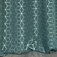 Zasłona ciemnoturkusowo, srebrna z geometrycznym wzorem 140x250 cm przelotka - CUBE