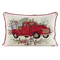 Poszewka na poduszkę świąteczna 35x50 cm czerwono, zielona zdobiona haftem autka
