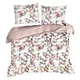 Pościel 140x200 cm kolor biały, ciemnoróżowy z motywem cieniowanych liści LINDA design 91