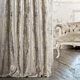 Zasłona szyta na taśmie 8 cm BEATRIZ popielato złocista ekskluzywna z szenilowej tkaniny pokrytej połyskliwym nadrukiem Italissima Eva Minge