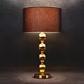 Lampa stołowa do salonu czarno, złota CELIA z matowym abażurem