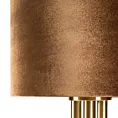 Lampa stołowa brązowo, złota PERI o minimalistycznej podstawie i welwetowym abażurem