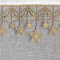 Firana świąteczna biało, złota z etaminy zdobiona aplikacją z motywem gwiazdek 140x250 cm przelotki - XMAS