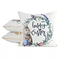 Poszewka na poduszkę 45x45 cm biało niebiska z motywem wielkanocnym z elegancką lamówką WIOSNA 52