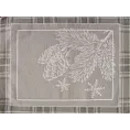 Podkładka na stół ciemnobeżowa 35x45 cm gobelinowa HOLLY z motywem świątecznym i ozdobną kantą w kratę