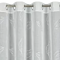 Firana biała z etaminy z delikatnym nadrukiem srebrnych liści 140x250 cm przelotka SISI