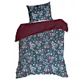 Pościel świąteczna 140x200 cm z bawełny ranforce, kolor granatowy, bordowy zdobiony subtelnym nadrukiem KRISTY