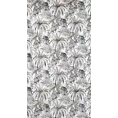 Zasłona biało, srebrna w liście ze srebrnym akcentem,welwetowa 140x270 cm taśma - RODOS