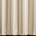 Zasłona szyta na flexach jasnobeżowa z tkaniny o jodełkowym splocie z wzorem w pasy