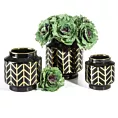 Wazon ceramiczny z geometrycznym wzorem czarno-złoty
