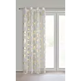 Firana biało, szampańska z etaminy z motywem roślinnym 140x250 cm przelotki - DELIA
