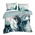 Pościel 160x200 cm bawełniana, makosatyna kolor biały, ciemnozielony z wzorem roślinnym Eurofirany Premium