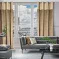 Zasłona beżowa z aplikacją z błyszczącego welwetu 140x250 cm przelotka - AGNES - Design 91
