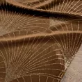 Bieżnik na stół brązowo, złoty 35x180 cm welwetowy BLINK 14 z welwetu z dużym wzorem wachlarzy w stylu art deco