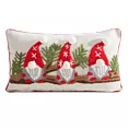 Poszewka na poduszkę świąteczna 30x50 cm o strukturze lnu czerwono, zielona zdobiona uroczymi skrzatami