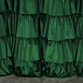 Zasłona welwetowa ciemnozielona zdobiona falbanami 140x250 cm taśma - CHARLOTTE