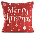 Poszewka na poduszkę 45x45 cm welwetowa, czerwono biała zdobiona uroczym motywem świątecznym