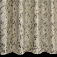 Zasłona szyta na taśmie 5 cm beżowo szampańska z welwetowej tkaniny z błyszczącym nadrukiem od dołu