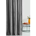 Zasłona szyta na taśmie 5 cm szara z tkaniny welwetowej w pionowe prążki, wykończona obciążnikiem