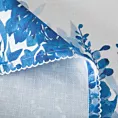 Bieżnik biało, niebieski 40x140 cm zdobiony na brzegach roślinnym wzorem - INES 14