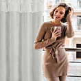 Zasłona biała zdobiona falbanami z moherowej tkaniny 140x250 cm przelotka - AGIS