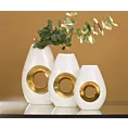 Wazon ceramiczny MIRA z otworem biało-złoty