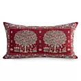 Poszewka na poduszkę 40x70 cm gobelinowa kolor czerwony zdobiona tkanym motywem drzewka szczęścia