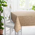 Obrus szyty STONE beżowy z grubej welwetowej tkaniny w drobny połyskujący wzór