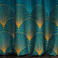 Zasłona turkusowa ze złotym wzorem z welwetu 140x250 cm przelotka - L OTOS 1 - Limited Collection