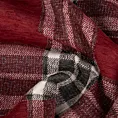 Poszewka szyta bordowo naturalna z grubej, szenilowej tkaniny w elegancką kratę