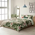 Pościel 140x200 cm bawełniana kolor biały, zielony z wzorem egzotycznych liści SPRING 43