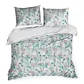 Pościel 160x200 cm bawełniana kolor biały, miętowy wzór roślinny ELLA15 Ella Line