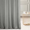 Zasłona szyta na flexach jasnosrebrna z miękkiej tkaniny o welurowej strukturze